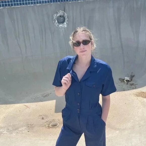 Vintage 1980s–90s Navy Blue Jumpsuit Romper – Laura & Jayme Elastic‑Waist One‑Pi - Picture 6 of 8